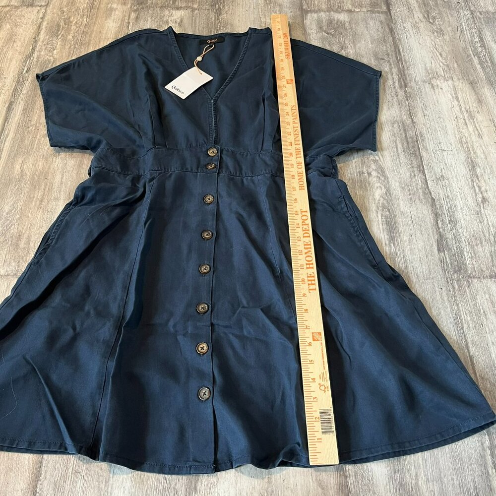 NWT! Quince Vintage Wash Tencel Button Front Dress, Midnight Blue, Size Large - Picture 11 of 13